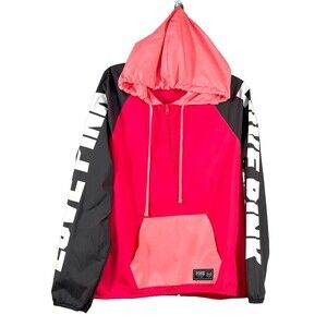 PINK VICTORIA’S SECRET Womens Windbreaker Hoodie Jacket M/L Pullover Anorak